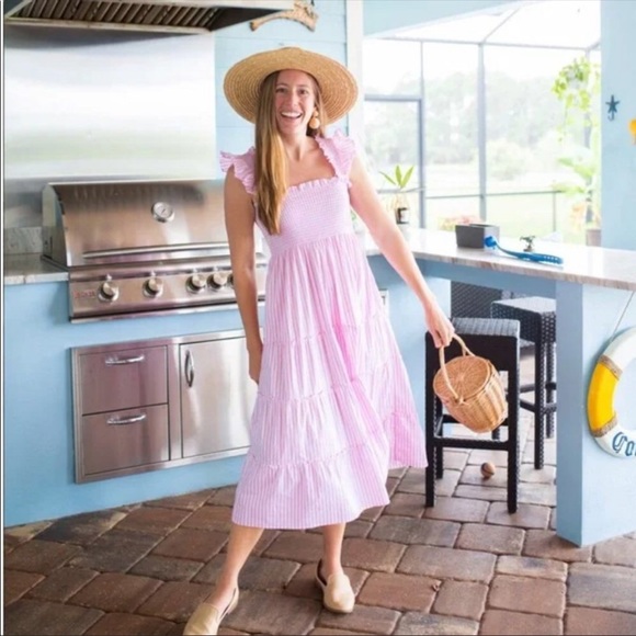 Hill House Home Ellie nap cotton midi cottage core dress bubblegum stripe - Picture 3 of 8